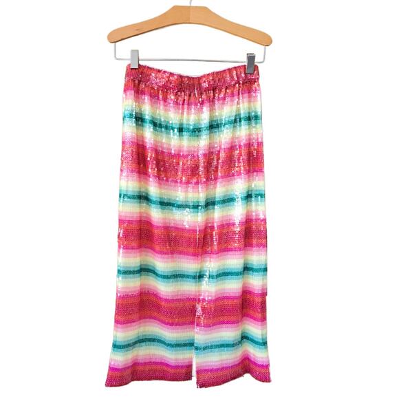 NEW J CREW COLLECTION Sequin Rainbow Stripe Midi Skirt Size XXS - Picture 10 of 10